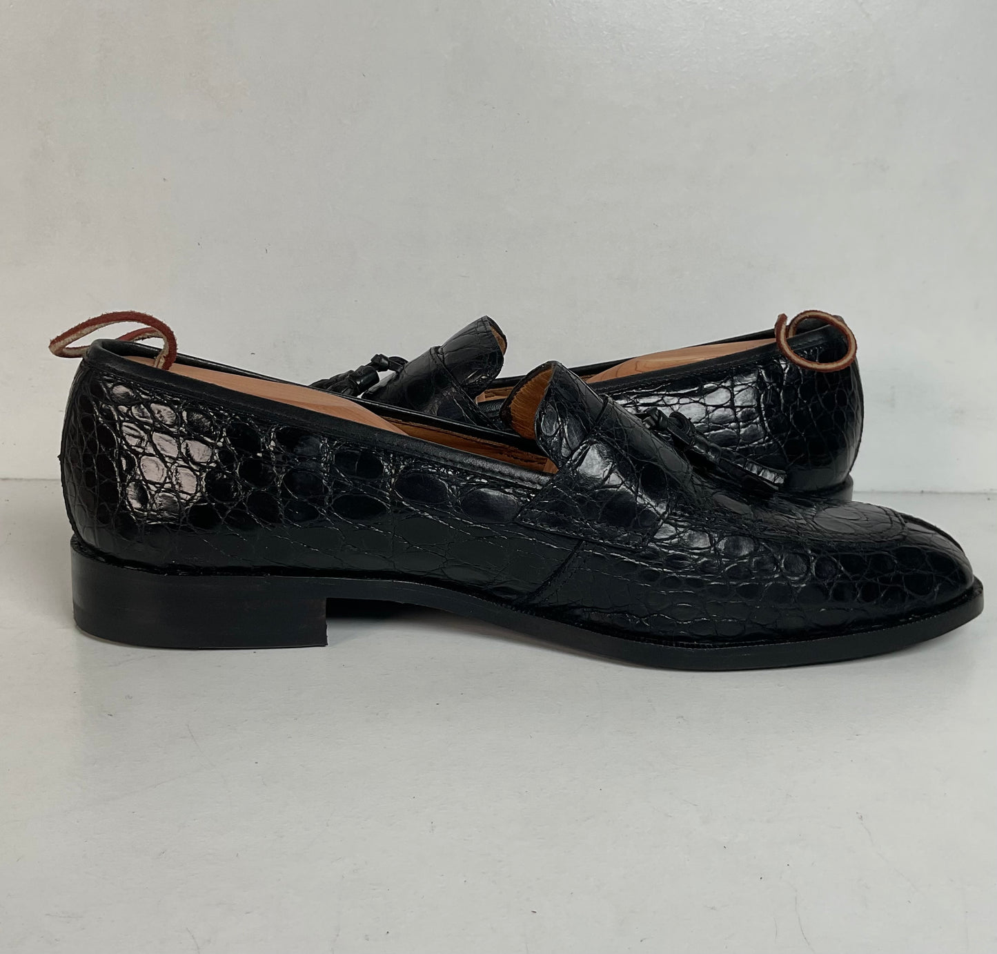 Zelli Franco Crocodile Tassel Loafer | Black | 12 M