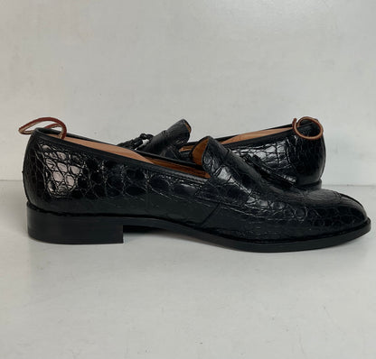 Zelli Franco Crocodile Tassel Loafer | Black | 12 M