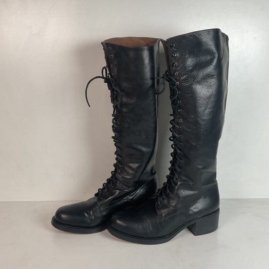 Vintage 1990s Women’s Guess Lace Up Go-Go Boots 7.5 Grunge Punk