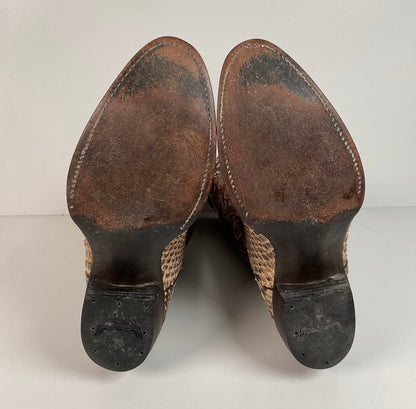 Vintage Longhorn Cowboy Boots | Python Snakeskin | Tooled Overlays | Men’s 9 D