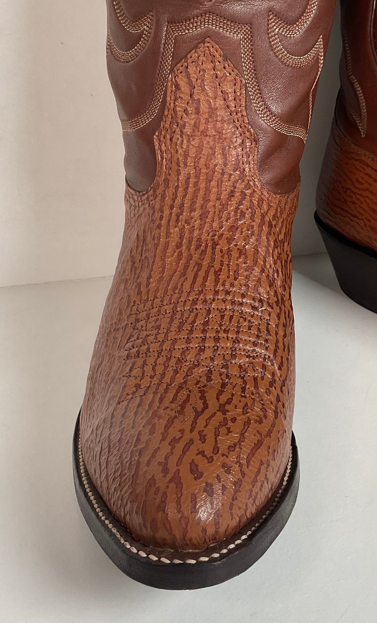 Vintage Nocona Shark Skin Cowboy Boots 9 E USA Made Exotic