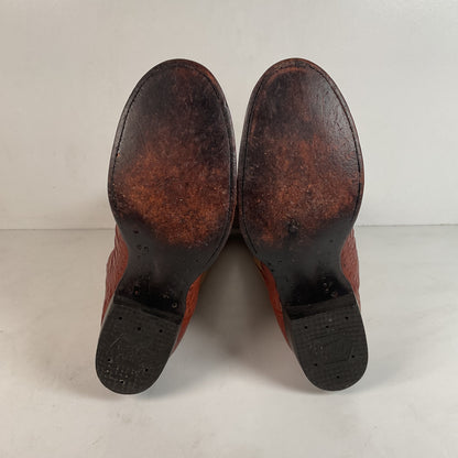 Tony Lama Royal Caiman Cowgirl Boots 7.5 M Belly Cut Tooled