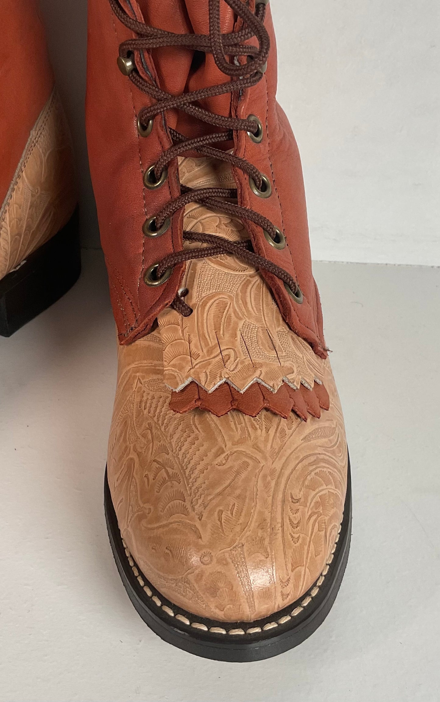 Vintage Laredo Women’s Kiltie Packer Boots 8 M Granny Tooled