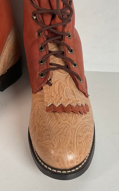Vintage Laredo Women’s Kiltie Packer Boots 8 M Granny Tooled