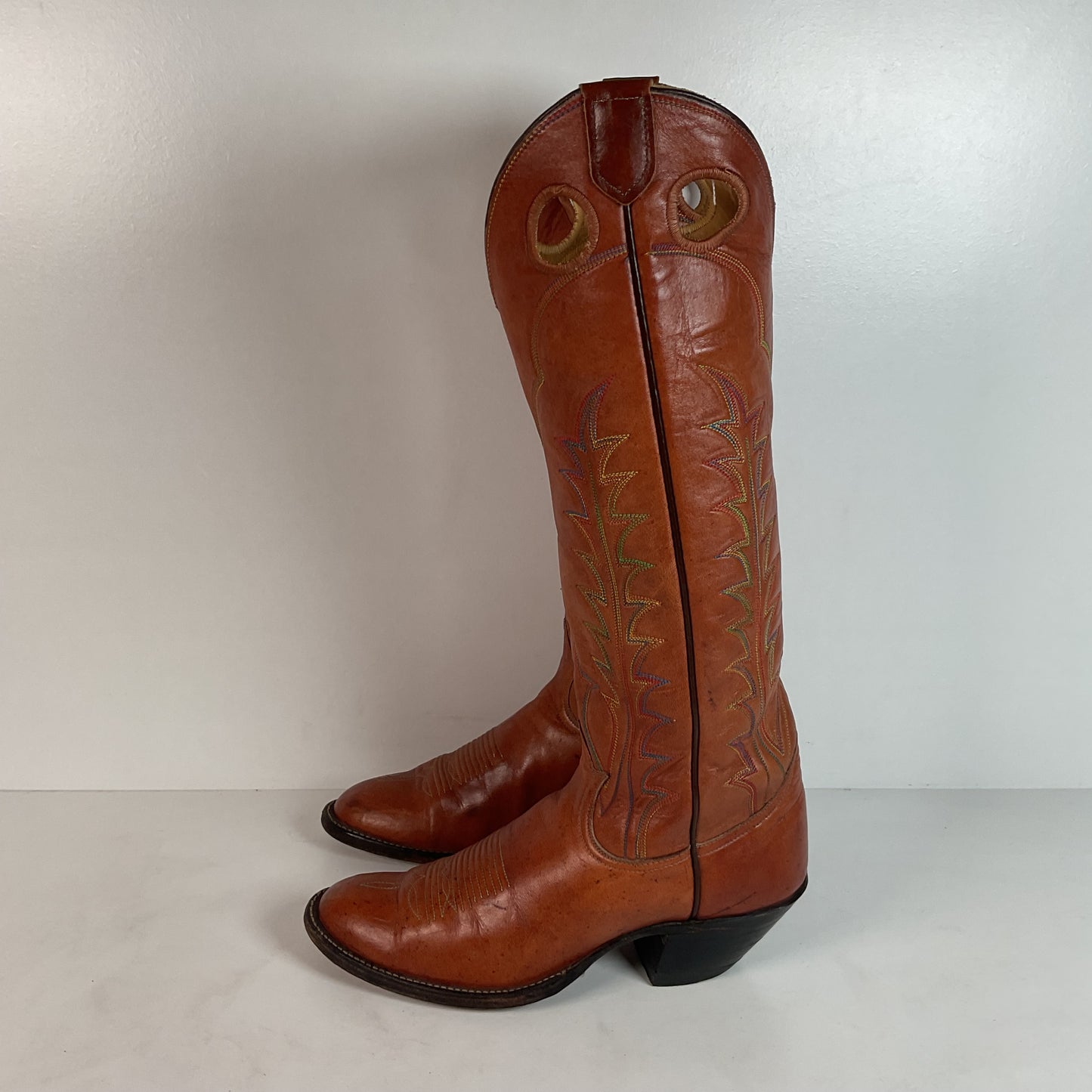 Vintage Tony Lama Buckaroo Boots | Rainbow Stitched | Men’s 8 A | Women’s 9