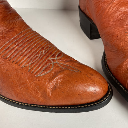 Vintage Tony Lama Smooth Ostrich Cowboy Boots | 1970s | Gold Label | Men’s 12 B