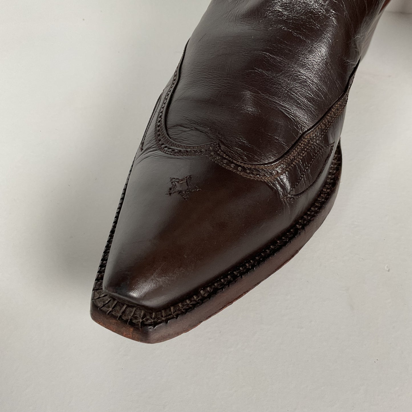 J.B. Hill for M.L. Leddy | Calfskin Cowgirl Boots | Dark Brown | Women’s 7 B