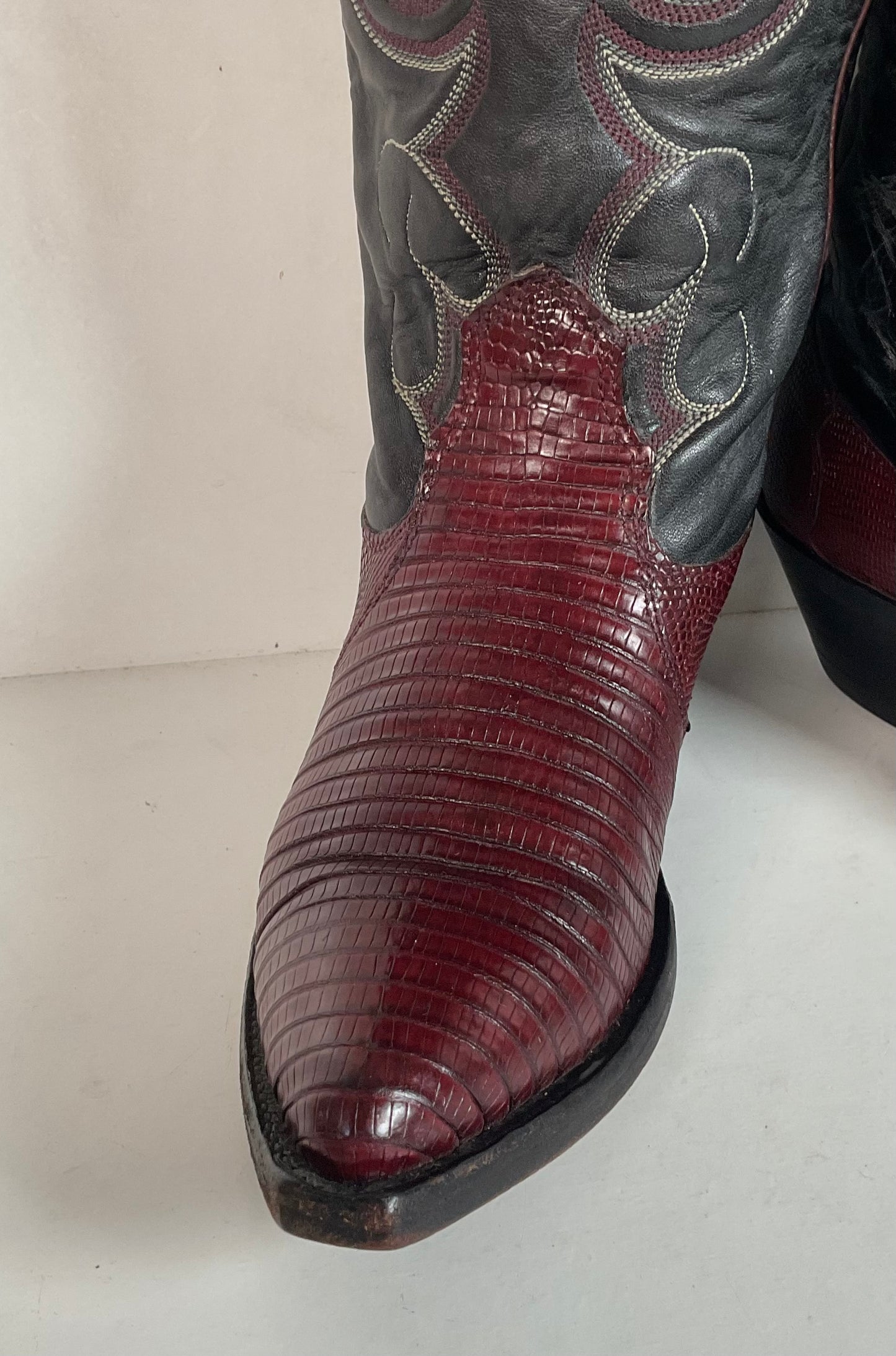 Vintage Nocona Plum Leather Cowgirl Boots 4 B Lizard Vamp