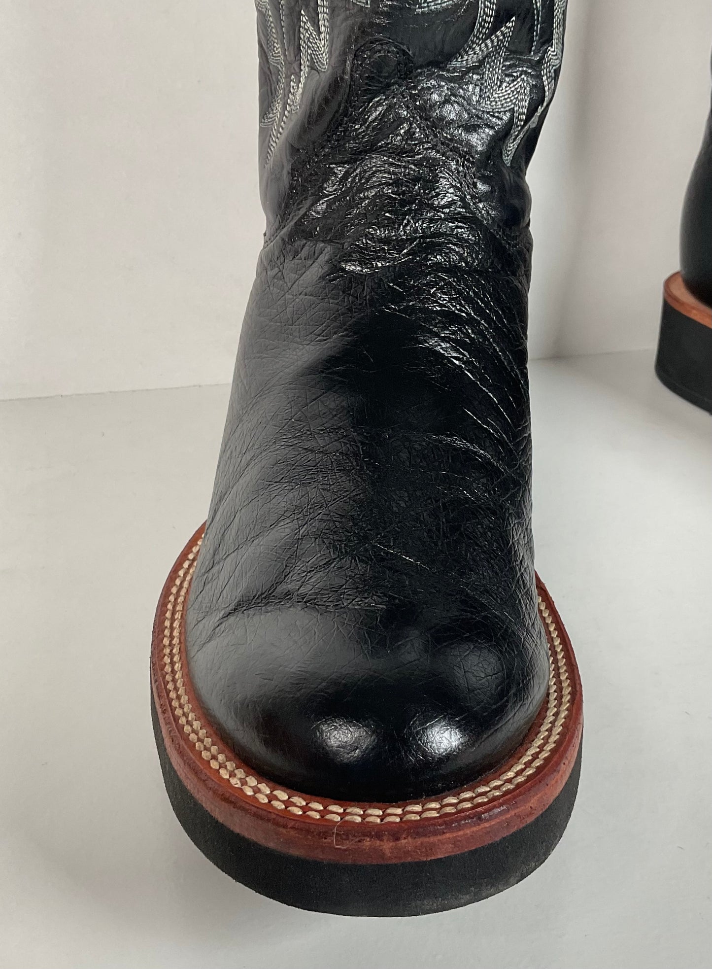 Justin Tekno Crepe | Smooth Ostrich Roper Boots | Exotic | USA Made | Men’s 10 D