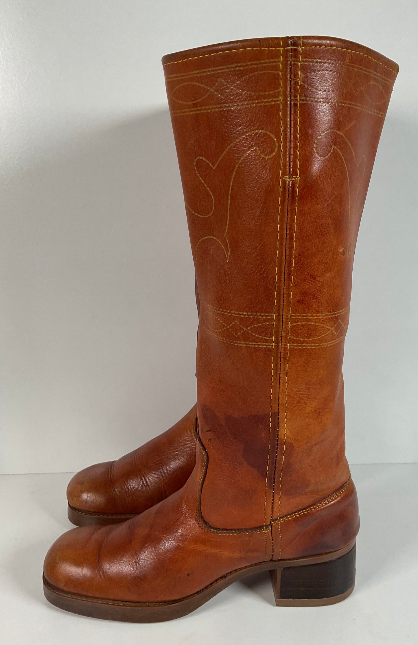 Vintage Longhorn Stitched Campus Boots 7.5 M USA Made Chunky