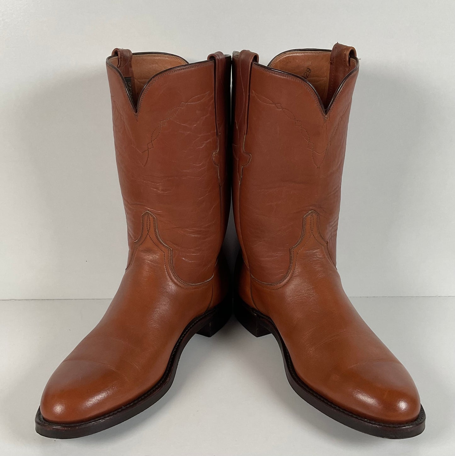 Vintage Lucchese Brown Roper Boots 8.5 D USA Made Goodyear