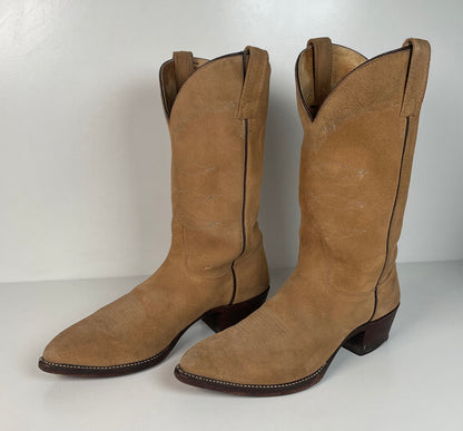 Vintage J. Chisholm Cowboy Boots | Full Suede Rough Out | USA Made | Men’s 9 D