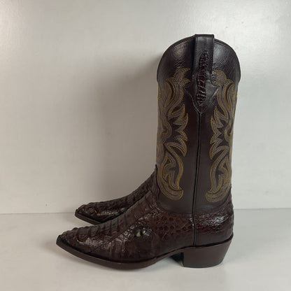 Custom Caiman Crocodile Cowboy Boots Men’s 8.5 Exotic Head Cut