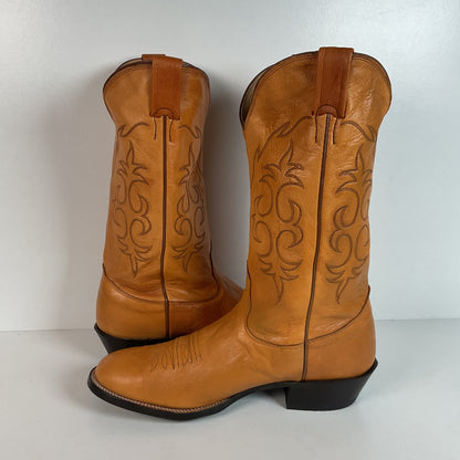Vintage Nocona Pig Skin Cowboy Boots | Boar | Butterscotch | USA Made | 10.5 EE