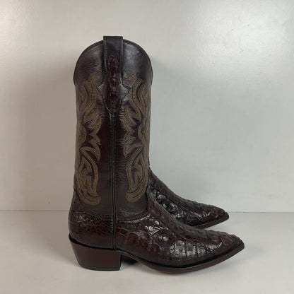 Custom Caiman Crocodile Cowboy Boots Men’s 8.5 Exotic Head Cut
