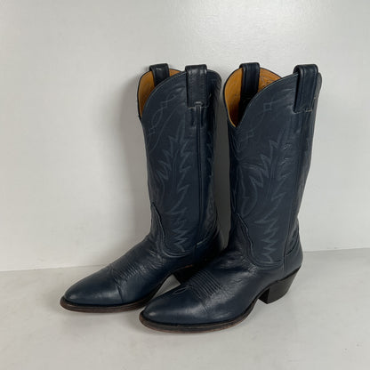 Vintage Nocona Deertan Cowboy Boots | USA Made | Blue | Men’s 6 B | Women’s 7