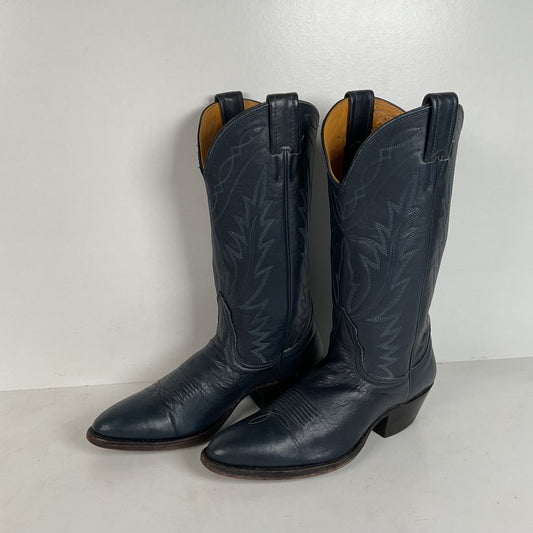 Vintage Nocona Deertan Cowboy Boots | USA Made | Blue | Men’s 6 B | Women’s 7
