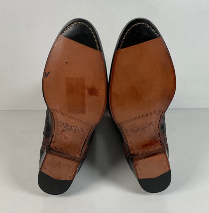 Vintage Lorenzo Banfi Ostrich Quill Bucket Boots | Tooled | Exotic | Men’s 9 M