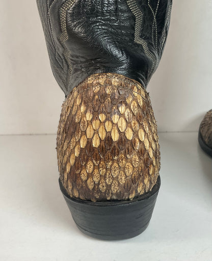 Diamondback Rattlesnake Cowboy Boots | Custom Made | Collar Overlay | Men’s 10 B