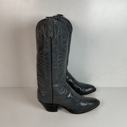 Vintage Dan Post Grey Cowgirl Boots 6 C USA Made