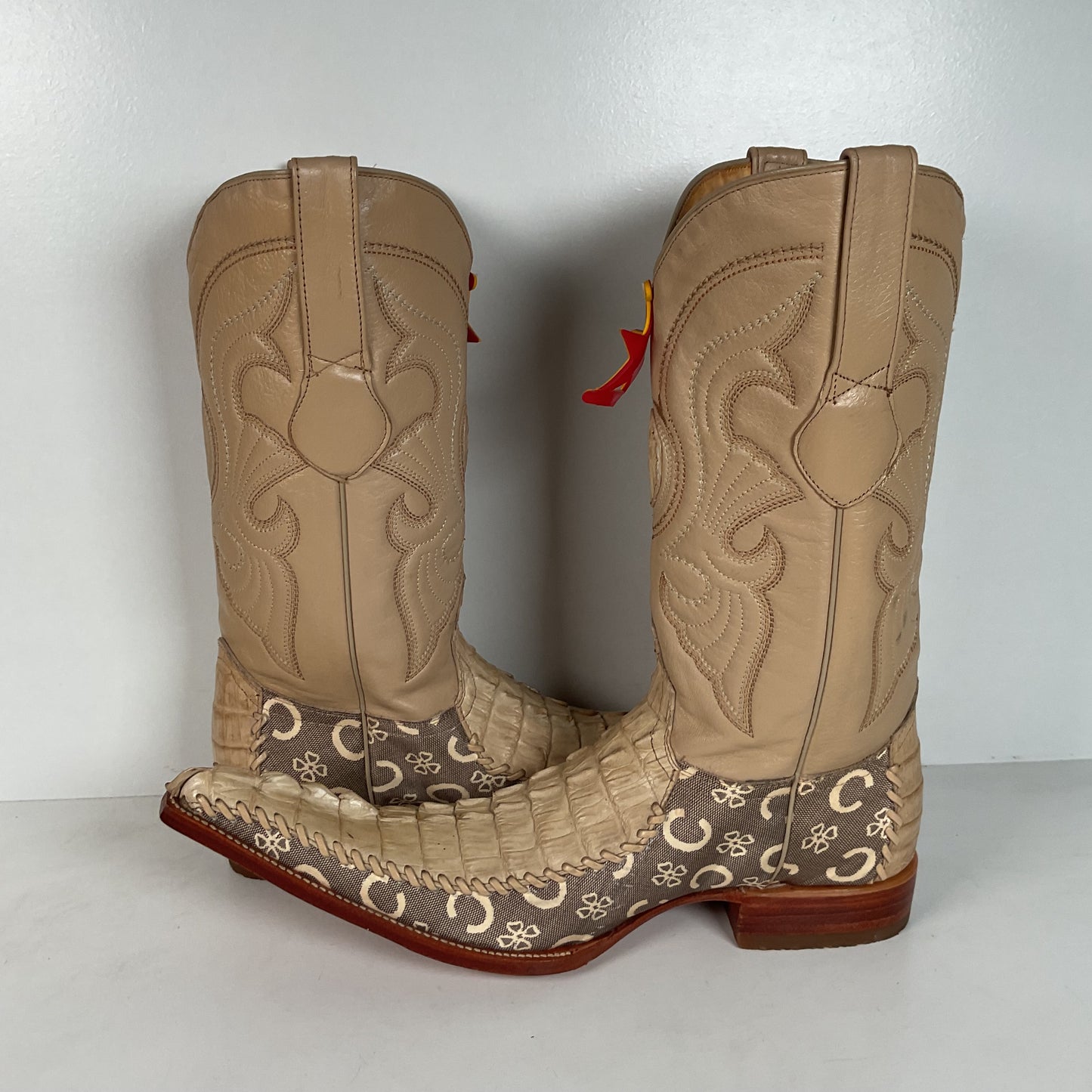 Los Altos Caiman Crocodile Boots | Exotic | Pointy Toe | Cream | Men’s 9 EE