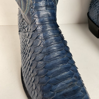 Vintage Nocona Python Snakeskin Cowboy Boots | USA Made | Royal Blue | 9.5 D