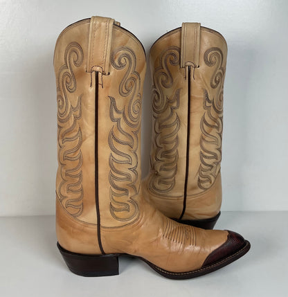 Vintage Tony Lama Teju Lizard Wingtip Cowboy Boots | Gold Label | Men’s 8.5 D