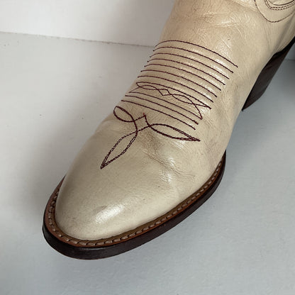 Vintage Laramie Handmade Cowgirl Boots 6.5 C Cranberry Inlay