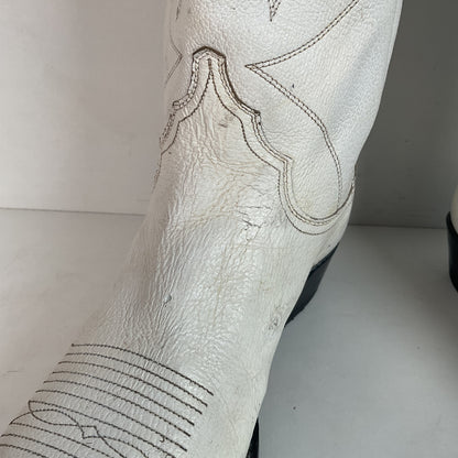 Vintage 1960s Justin White Cowboy Boots Men's 10 B | Women’s 11 Old Fort Worth Label