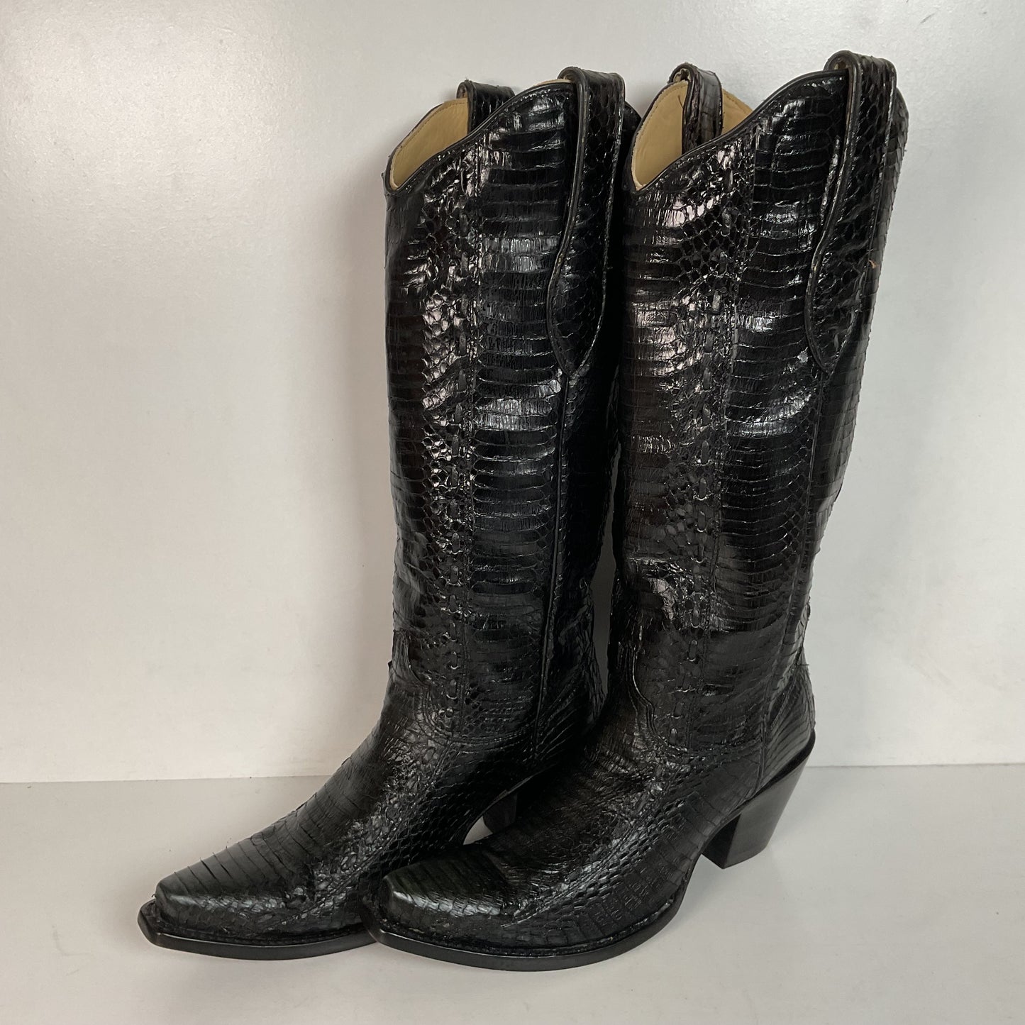 Corral Full Cobra Snakeskin Cowgirl Boots 7.5 M Exotic Mule Ear Snip Toe
