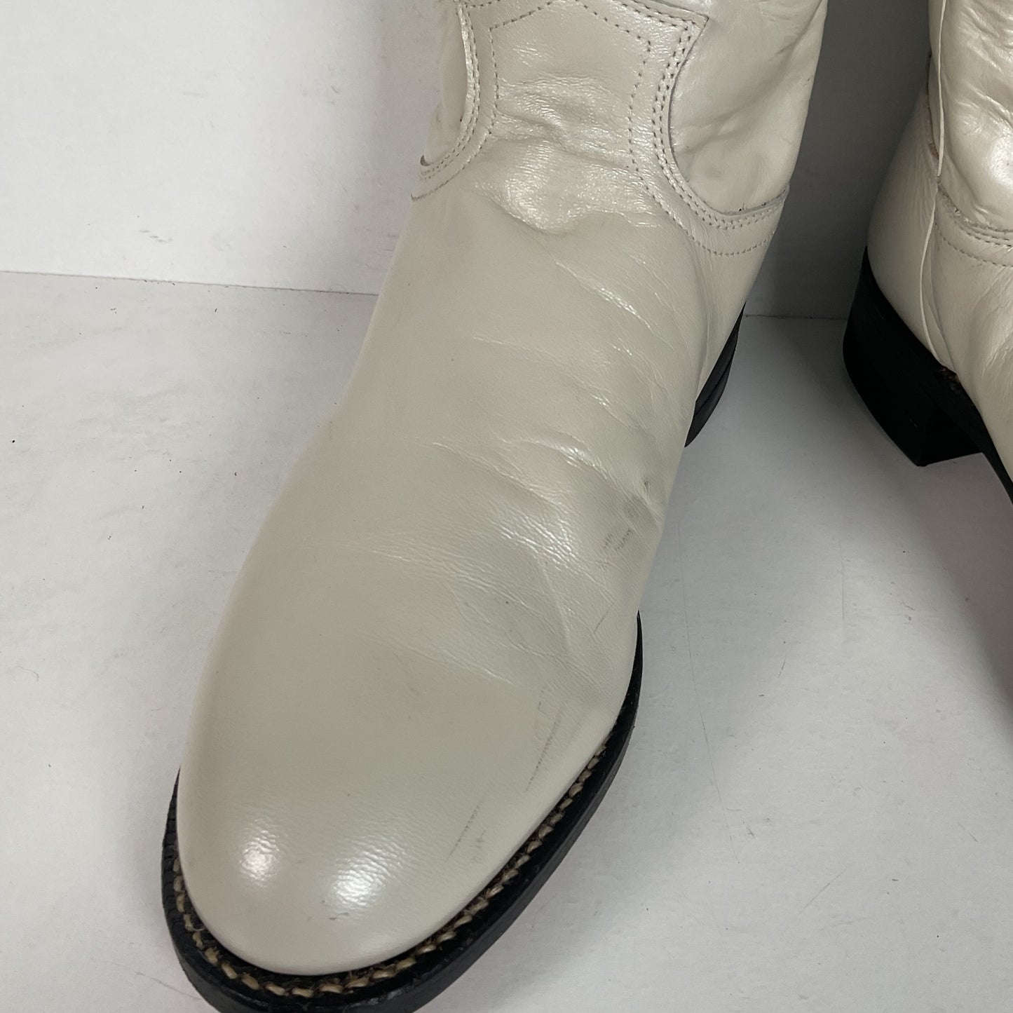 Justin Pearl White Roper Boots | Cowgirl | USA Made | Women’s 7.5 B