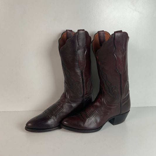 Lucchese 2000 Black Cherry Cowgirl Boots 6.5 B Handcrafted In the USA