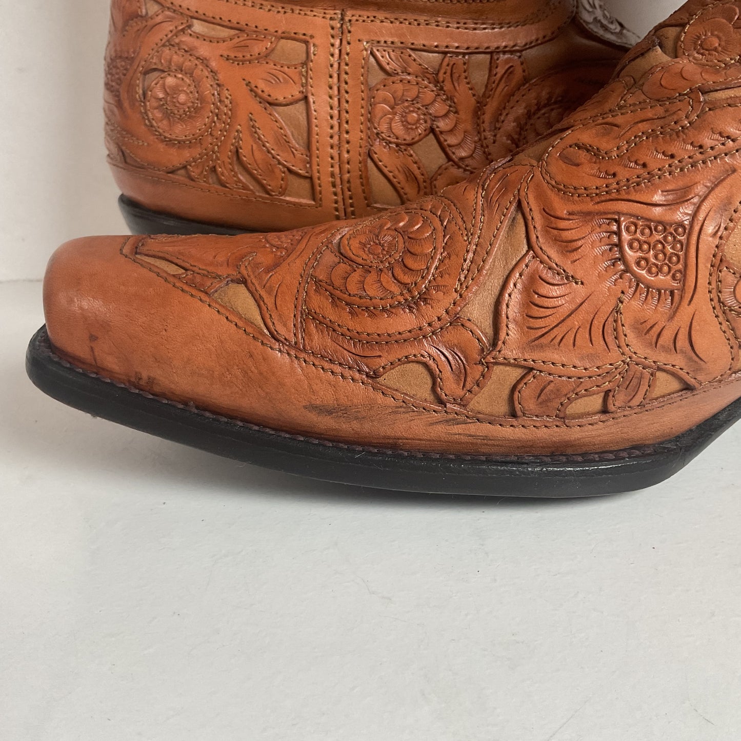 Cock of The Walk Cowboy Boots 12.5 Hand Tooled Carrie Cameron Designs