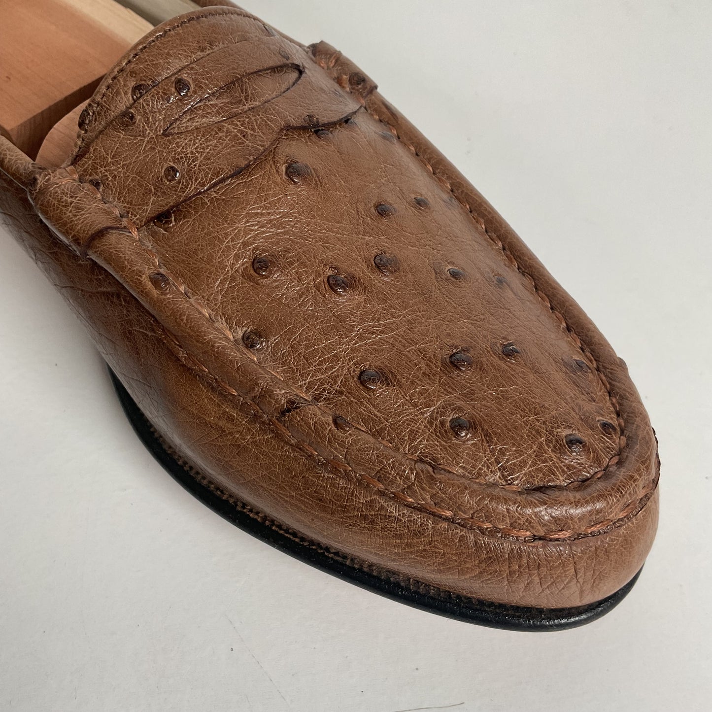 Helene Arpels Ostrich Quill Penny Loafers | Exotic | Brown | 10.5 B