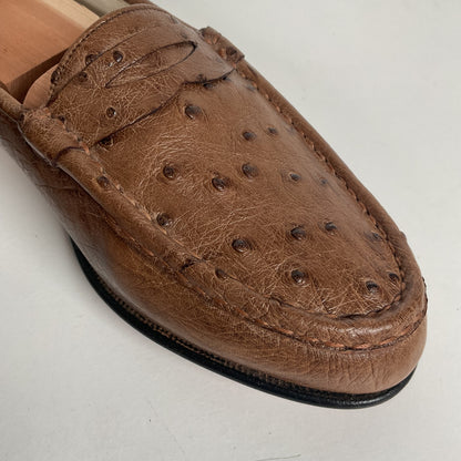 Helene Arpels Ostrich Quill Penny Loafers | Exotic | Brown | 10.5 B