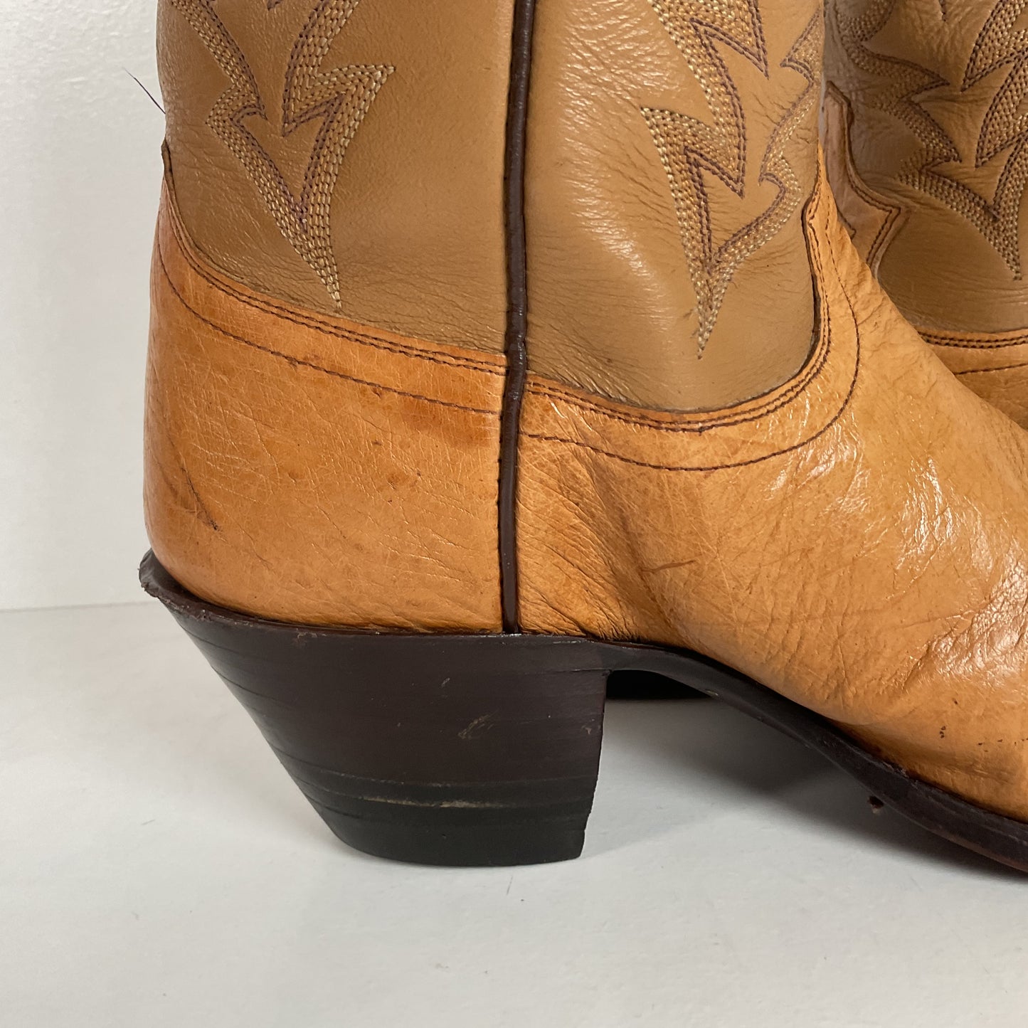 Vintage Justin Smooth Ostrich Cowboy Boots | USA Made | Butterscotch | 8 EE
