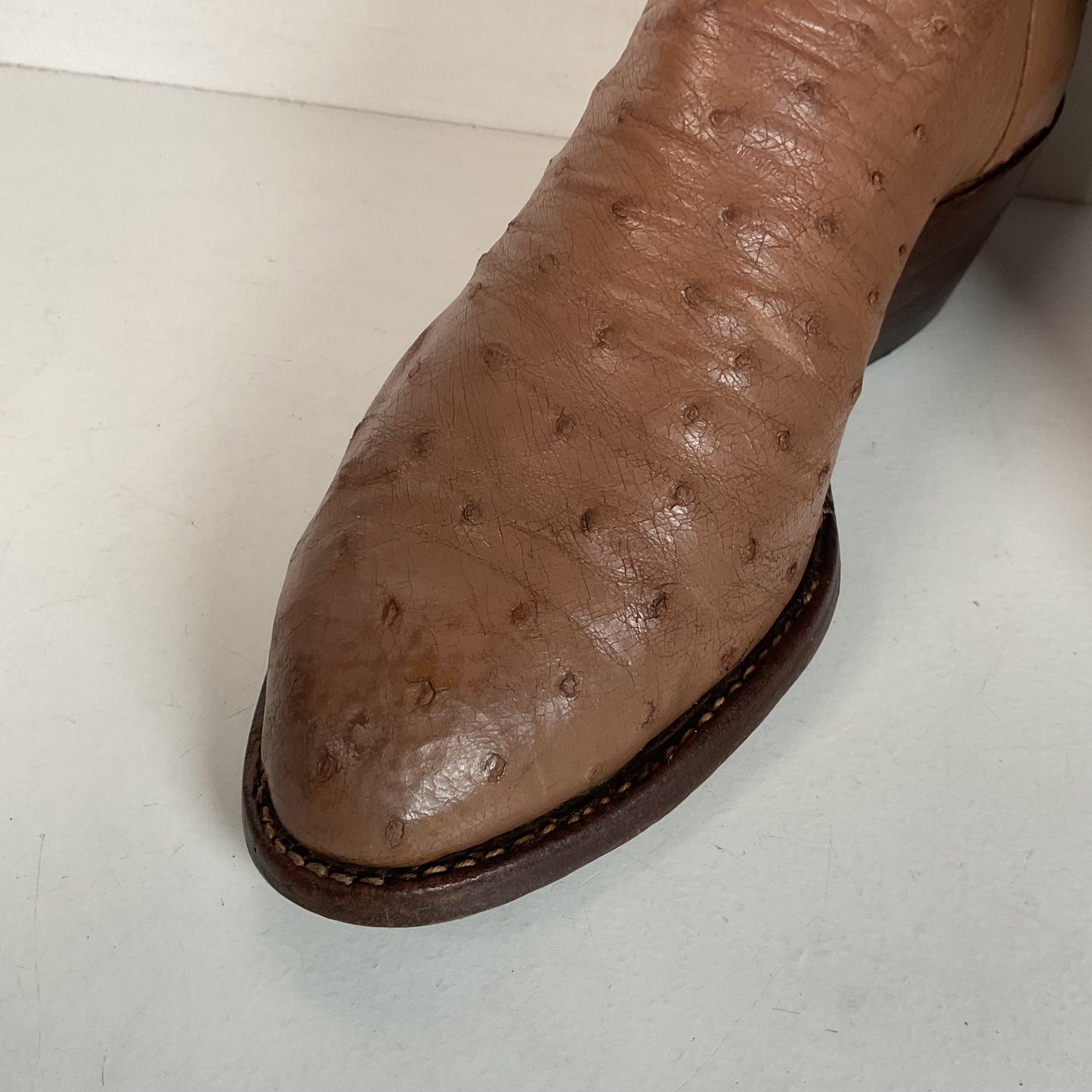 Vintage M.L. Leddy Full Ostrich Quill Cowboy Boots Custom Thrashed