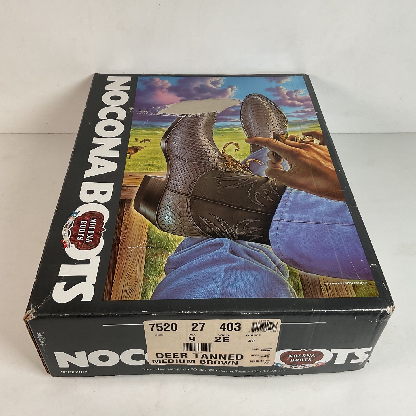 Vintage Nocona Deer Skin Cowboy Boots — USA Made — Original Box — 9 EE