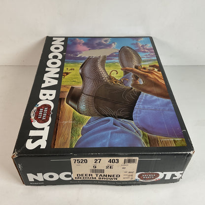 Vintage Nocona Deer Skin Cowboy Boots — USA Made — Original Box — 9 EE