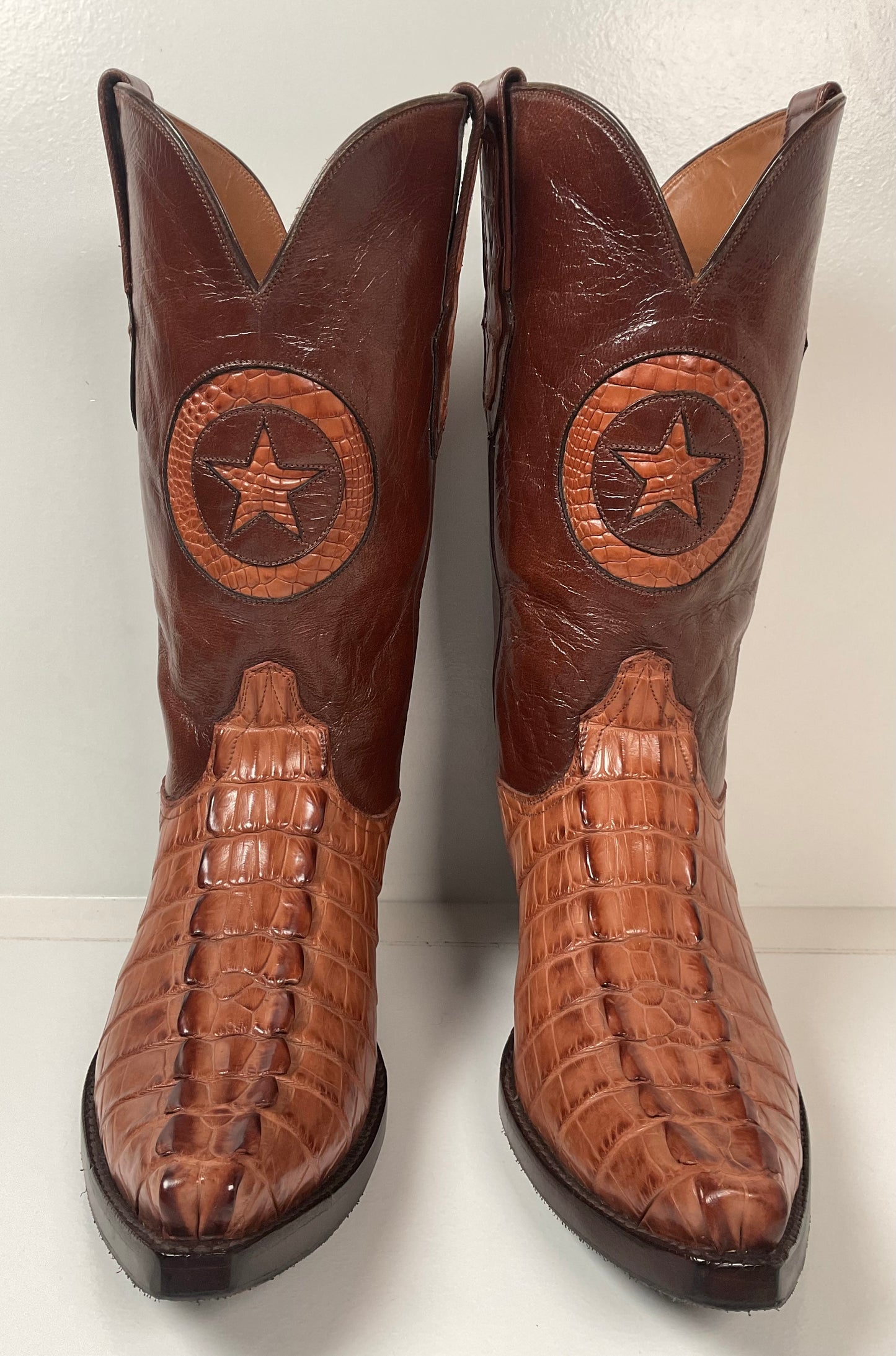 Black Jack Hornback Caiman Crocodile Cowboy Boots 9 D Lone Star Inlay