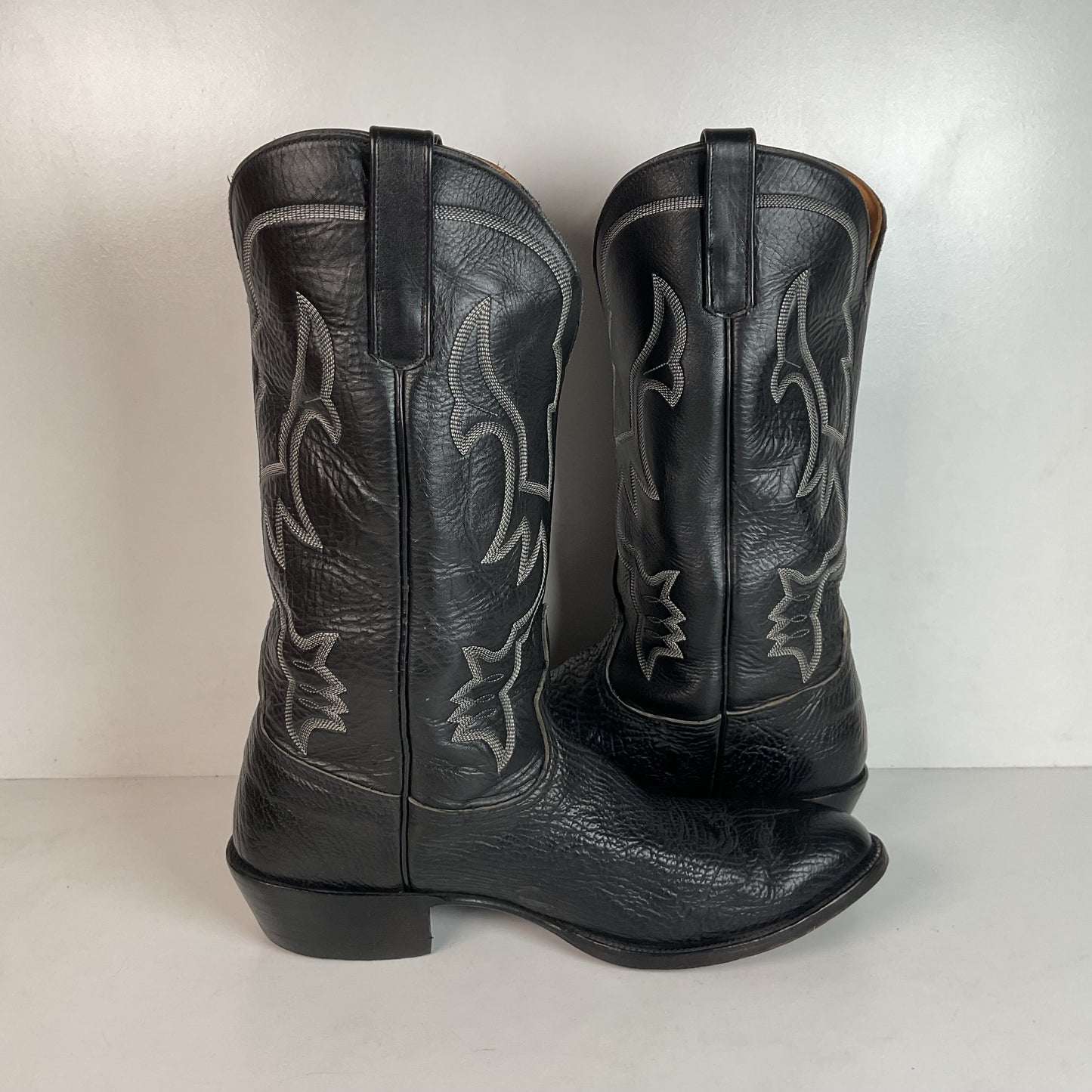 Anderson Bean Black Bullhide Cowboy Boots 12 EE USA Made