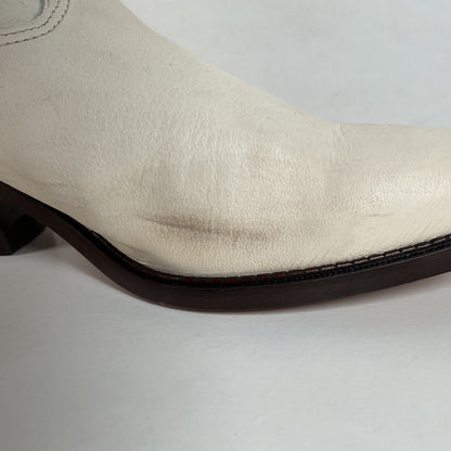 Vintage Zodiac Native Fringe Cowgirl Boots | USA Made | White | Women’s 9 M