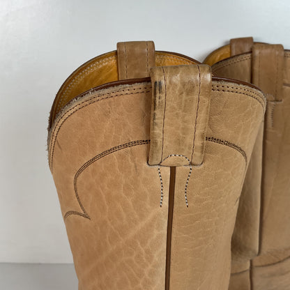 Vintage Nocona Cowboy Boots | Beige Bullhide | USA Made | Men’s 9 D