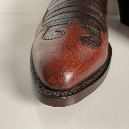 Vintage Lucchese Goat Skin Cowboy Boots | Lizard Inlay | Men’s 8.5 D