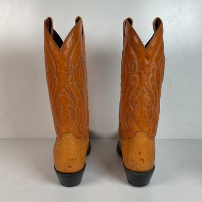 Tony Lama Butterscotch Ostrich Cowboy Boots 8 EE Exotic USA Made