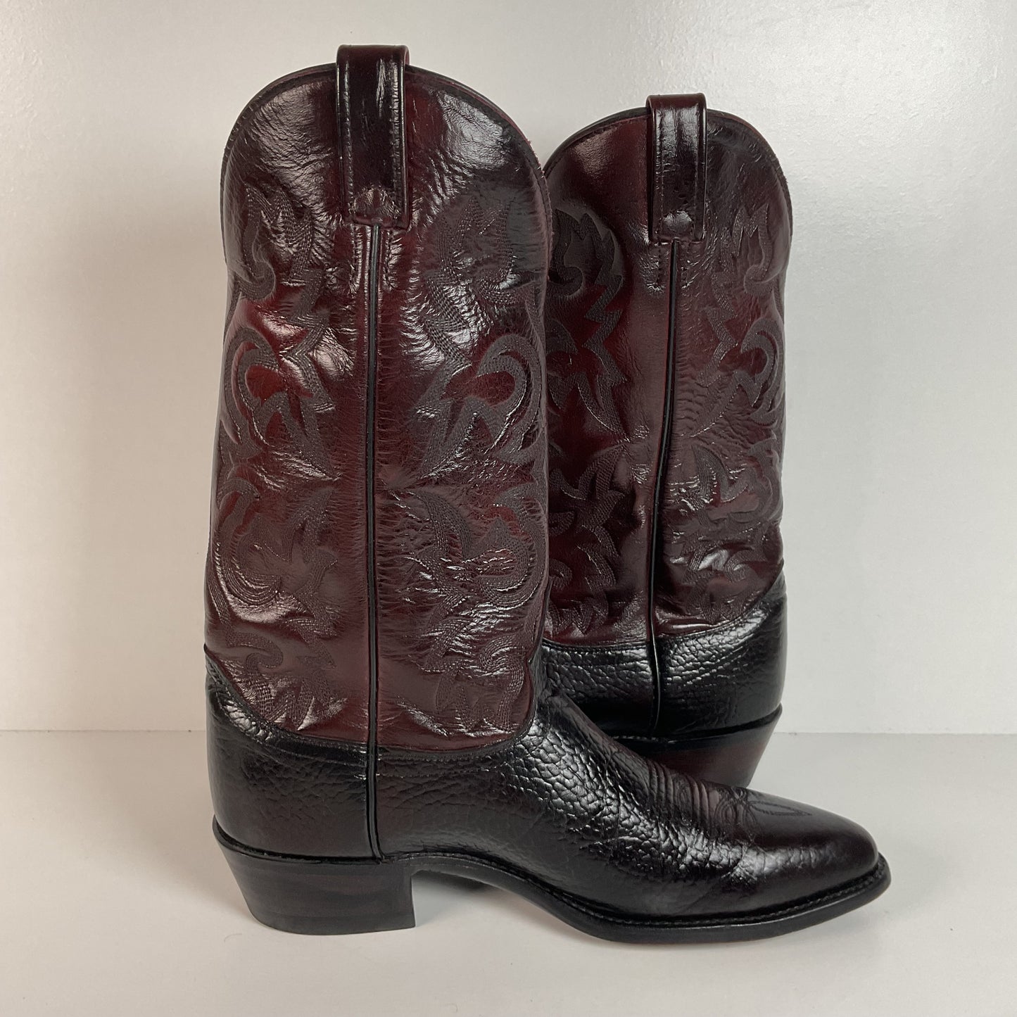 Vintage J. Chisholm Bullhide Cowboy Boots | USA Made | Black Cherry | Men’s 11 D