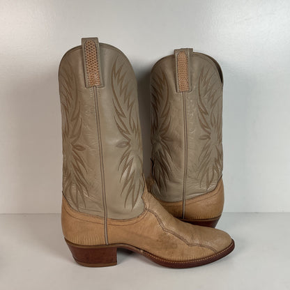 Vintage Dan Post Monitor Lizard Cowboy Boots | Golden Spur Collection | Blonde | 10 D