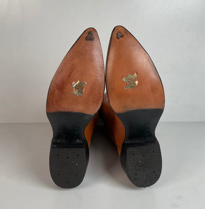 Vintage Tony Lama Maple Leaf Cowboy Boots | Lizard Tip | Narrow | Men’s 8 | Women’s 9