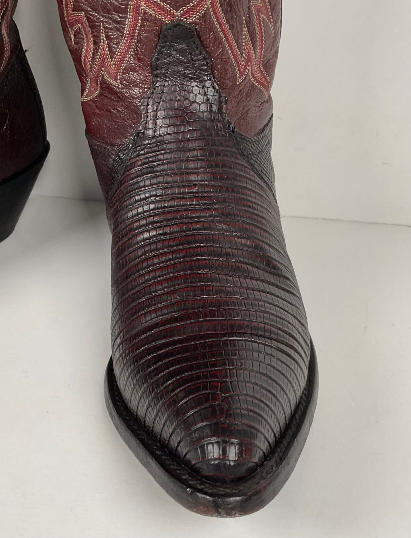 Vintage Tony Lama Teju Lizard Buckaroo Boots | Burgundy | Women’s 9 B