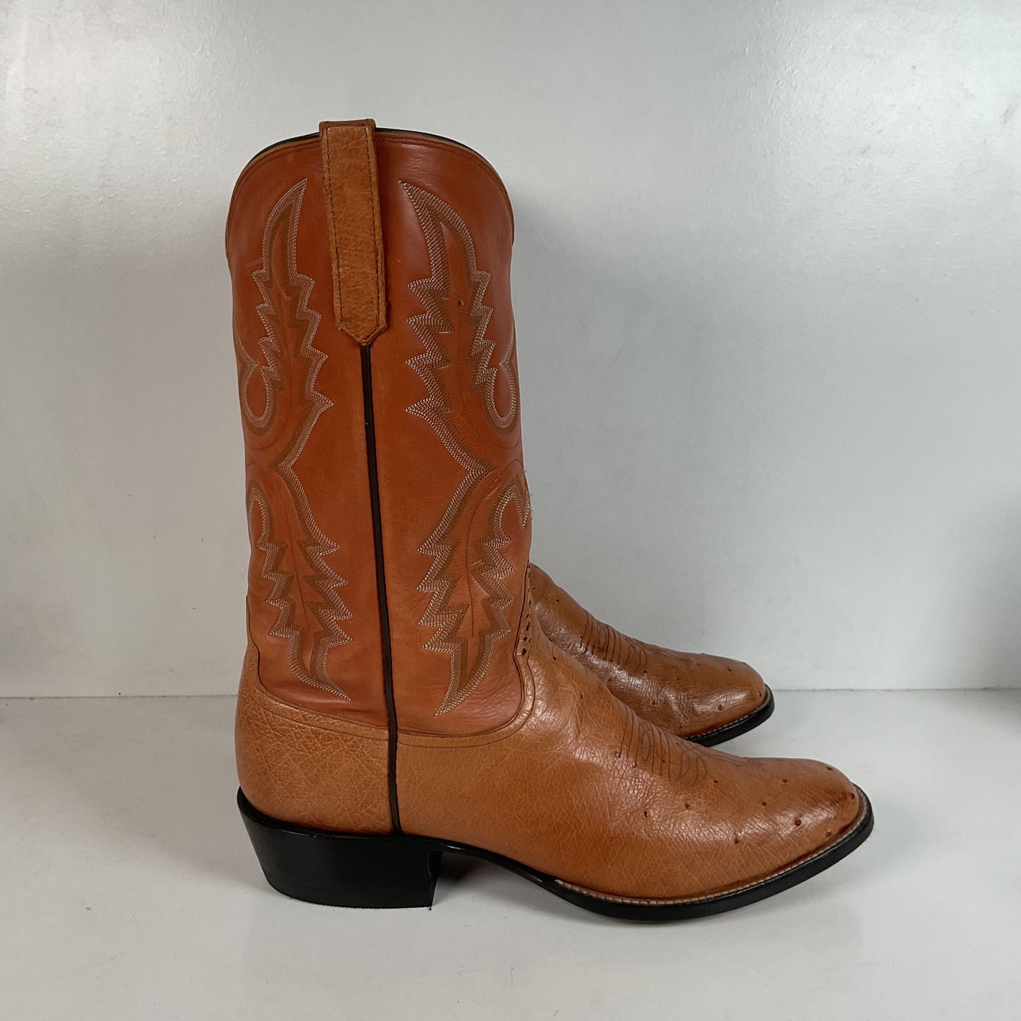 Rios Of Mercedes Smooth Ostrich Cowboy Boots 13 B Exotic USA Made
